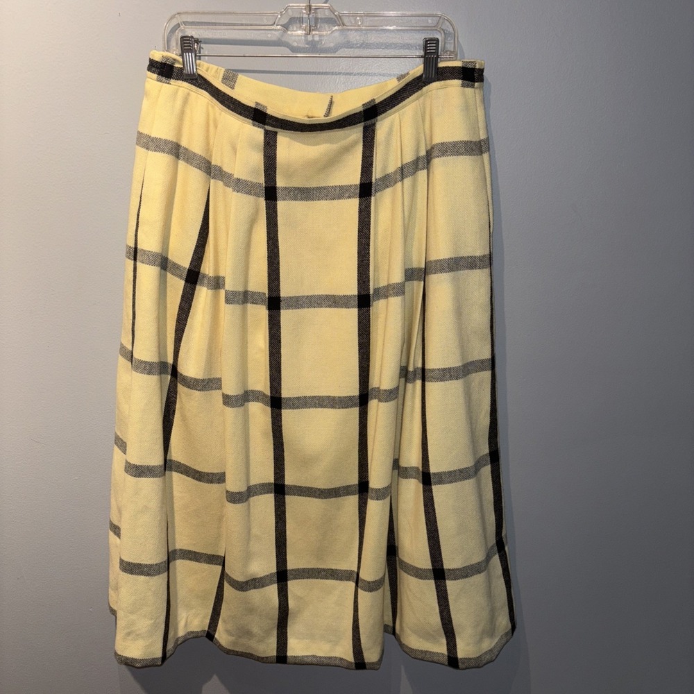 Vintage Country Suburbans Womens Size 16 Butter Yellow‎ Plaid Skirt Cottagecore